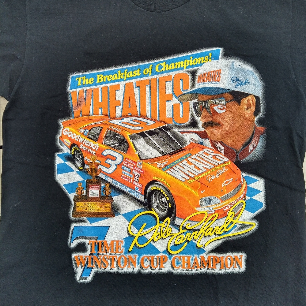 Vintage 90s Dale Earnhardt Wheaties Racing Team Winston Cup Champion T-shirt - Picture 2 of 8